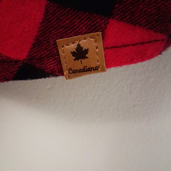 Buffalo Plaid Shirt Red Black Elbow Patch CANADIANA 100% Cotton Flannel Medium - Picture 2 of 6